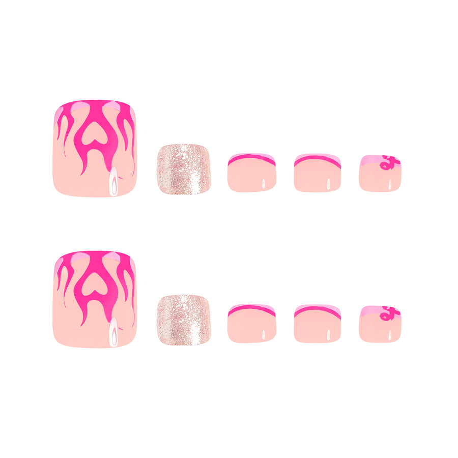 No.496 Flame Heart Toenails Patch 24pcs/Set
