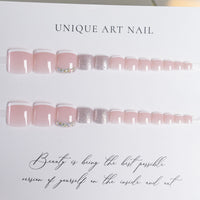 No.179 Glitter Pink Diamond Toenails Patch 24pcs/Set