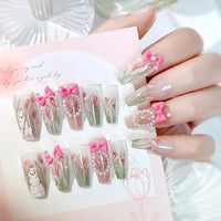 No.ET24 Tulip Flower Rabbit Fingernails Patch 24pcs/Set