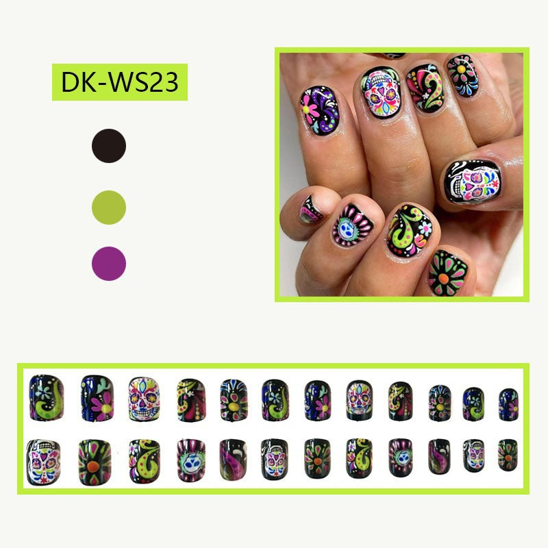 No.AW121 Halloween Colorful Plants Fingernails Patch 24pcs/Set