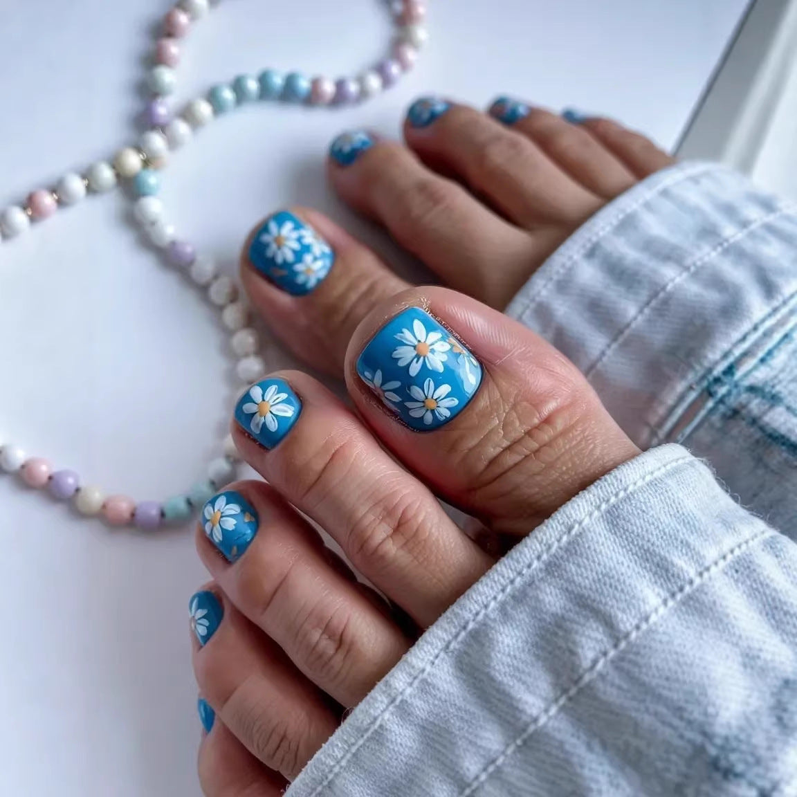 No.718 Blue Print Toenails Patch 24pcs/Set