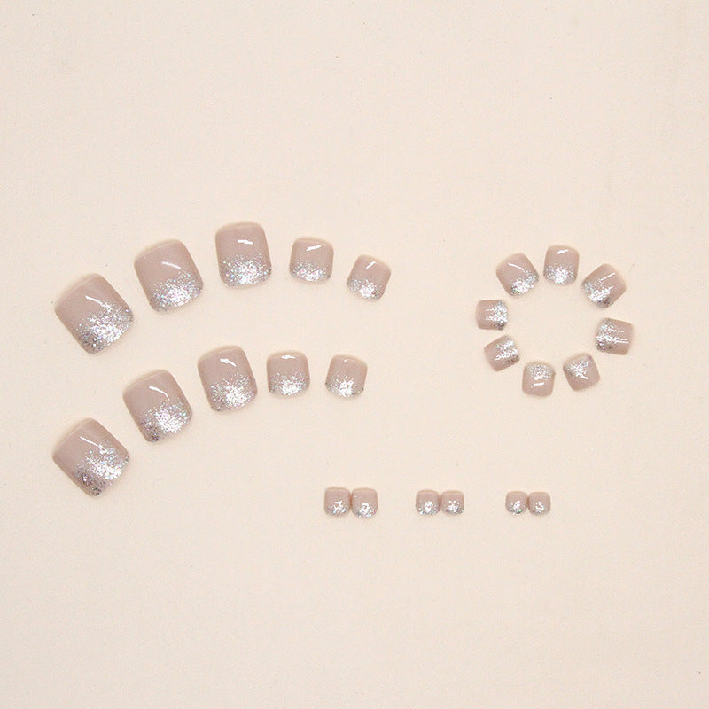 No.137 Flashing Gradient Flesh Pink Toenails 24pcs/Set