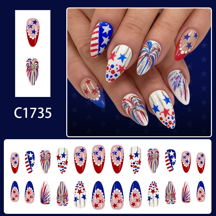 No.JNU4 Polka Dot Pentagram Fingernails Patch 24pcs/Set