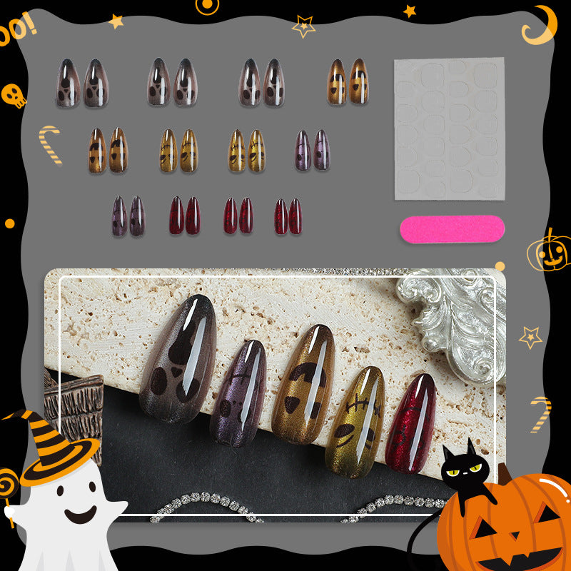 No.AW164 Halloween Color Cat's Eye Fingernails Patch 24pcs/Set