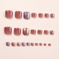 No.152 Color-hopping Glitter Powder Toenails 24pcs/Set