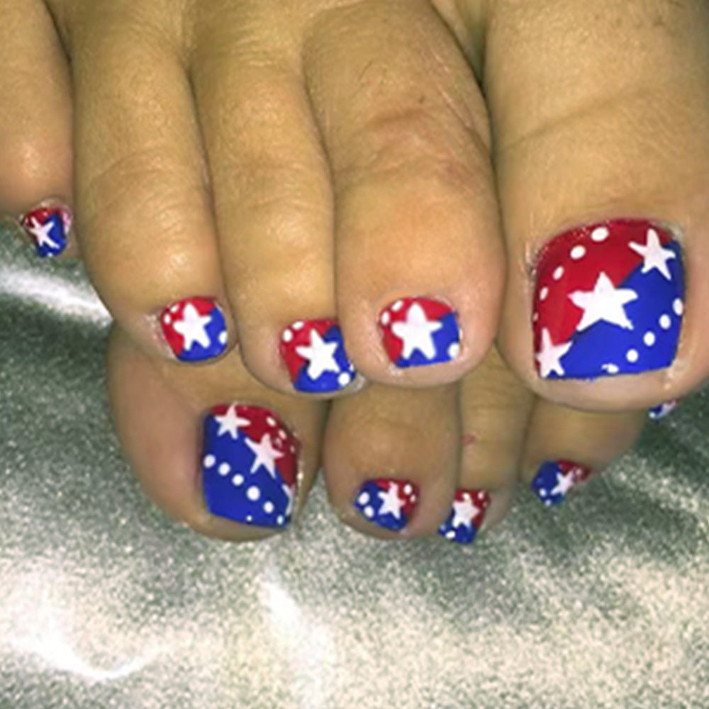 No.JNU19 4th of July Stars&Dots Toenails Patch – 24pcs