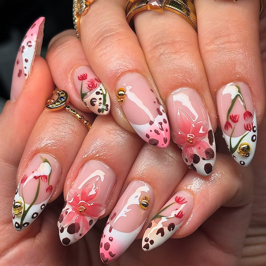 No.F531 3D Flowers Fingernails Patch 24pcs/Set