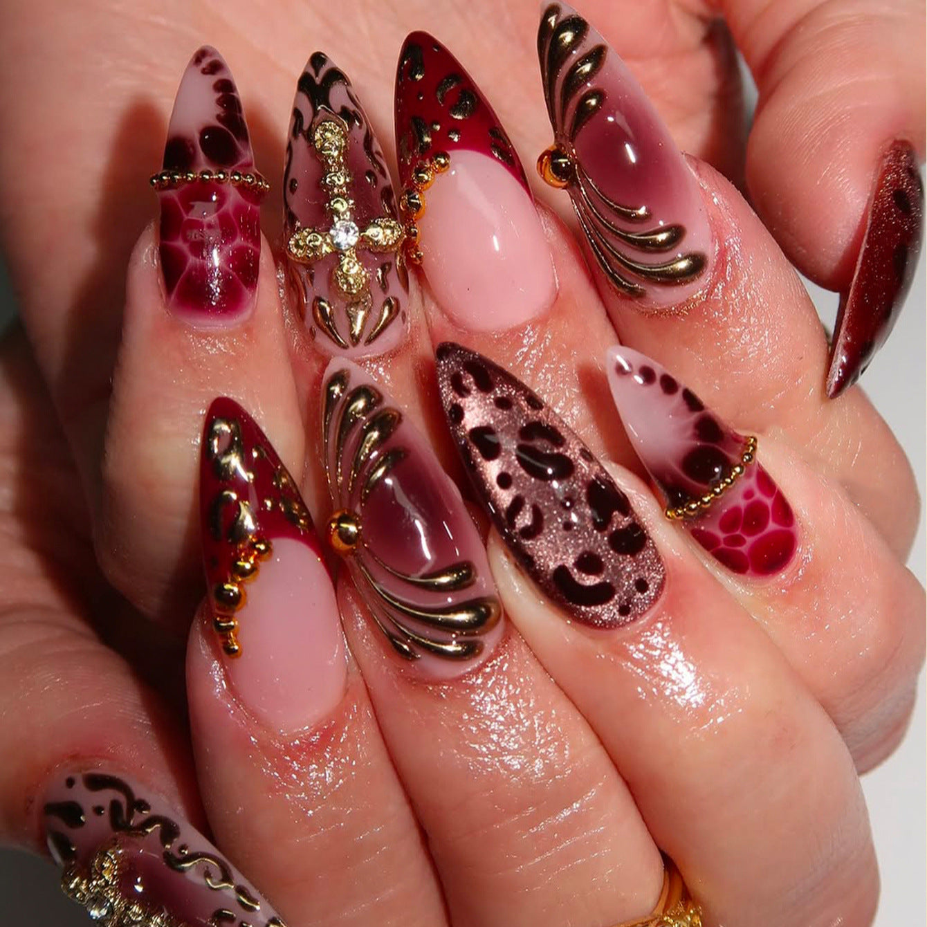 No.F777 Striped Cross Fingernails Patch 24pcs/Set