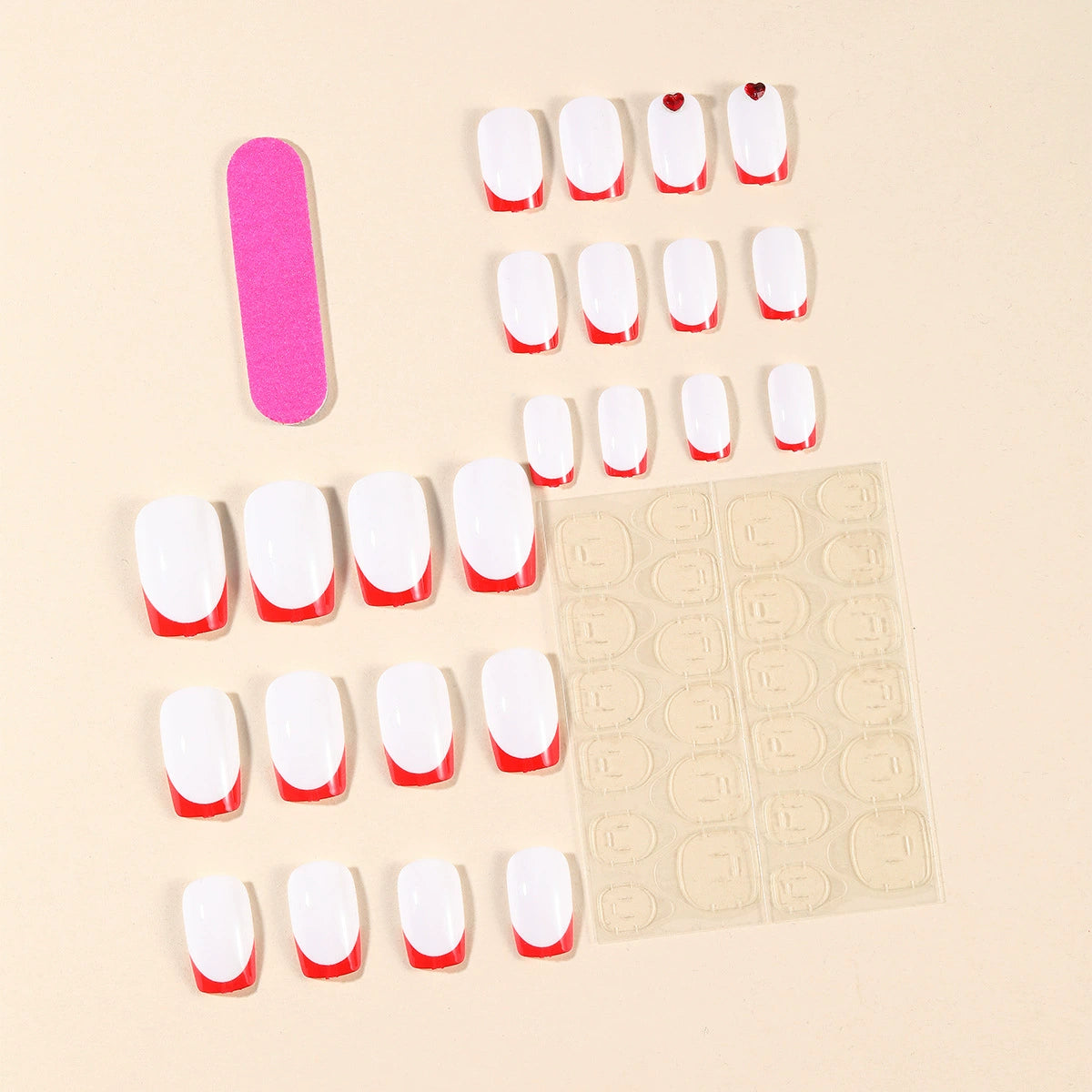 No.VN60 White Fingernails Patch 24pcs/Set