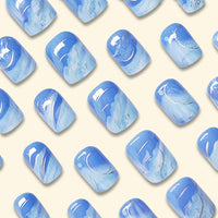 No.F14 Blue&White Gradient Fingernails Patch 24pcs/Set