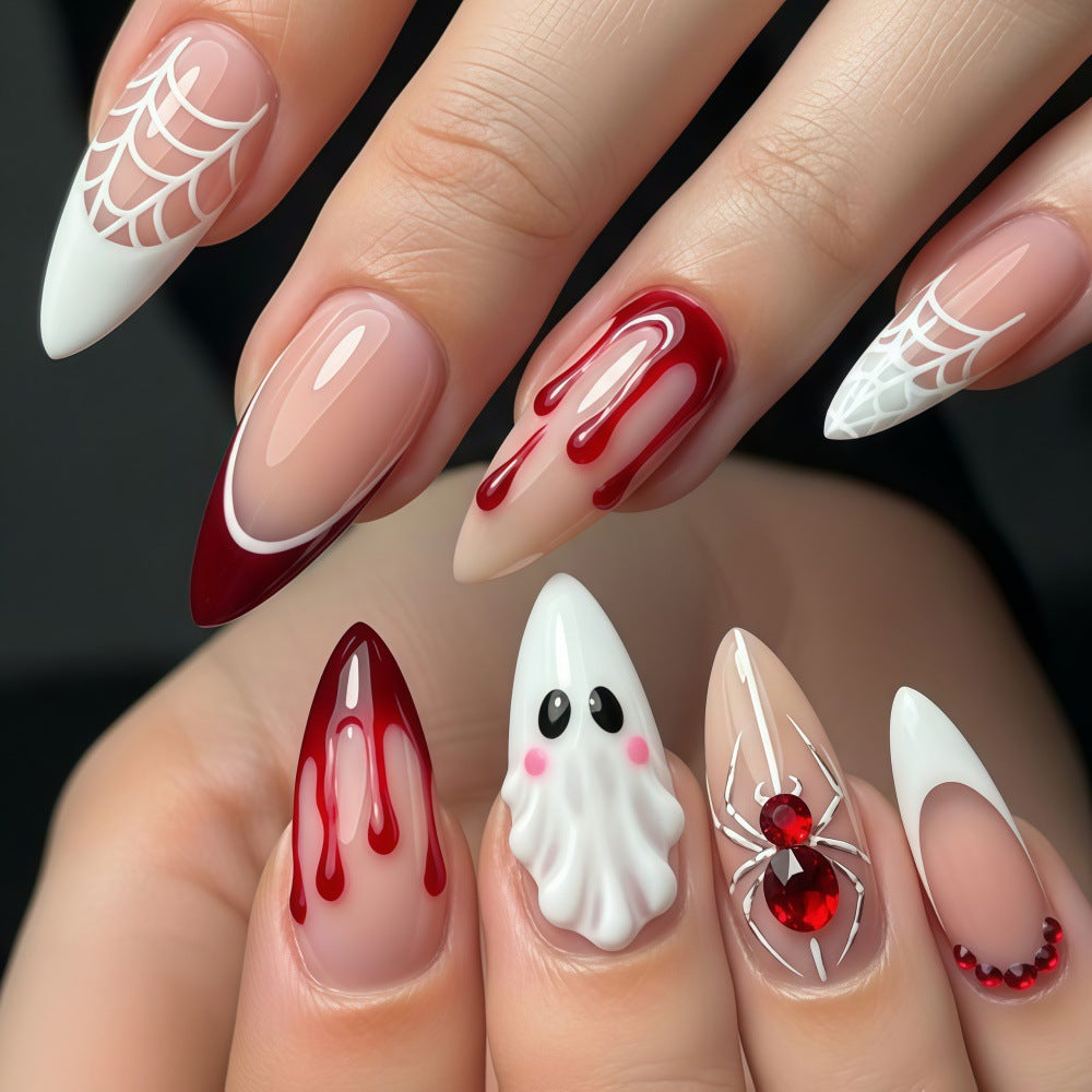 No.AW203 Halloween Blood Drop Ghost Fingernails Patch 24pcs/Set