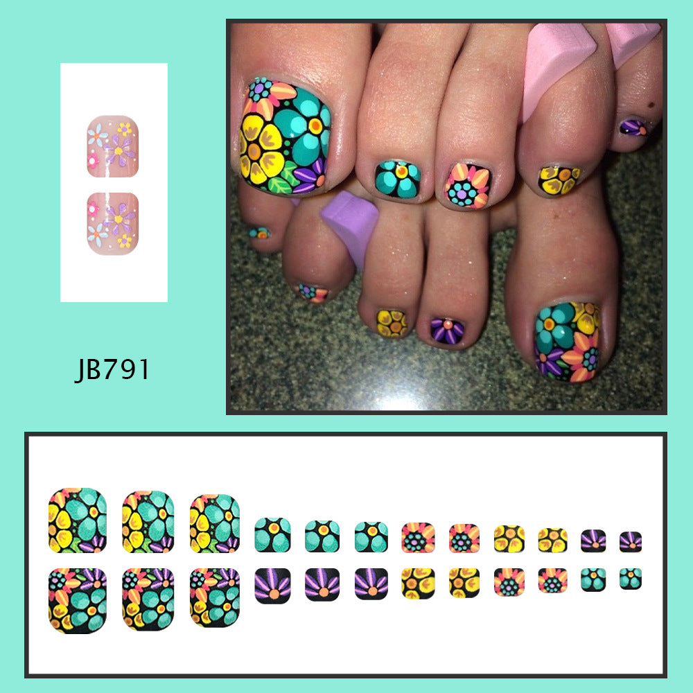 No.717 Multi Color Print Toenails Patch 24pcs/Set