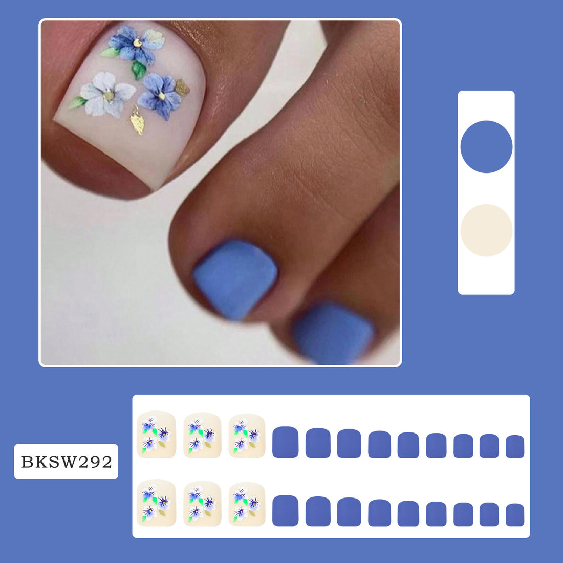 No.318 Frosted Haze Blue Toenails Patch 24pcs/Set