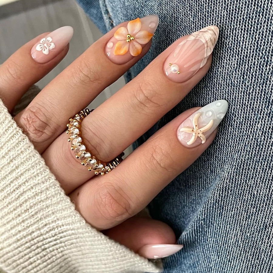 No.BH13 Flower Starfish Fingernails Patch 24pcs/Set