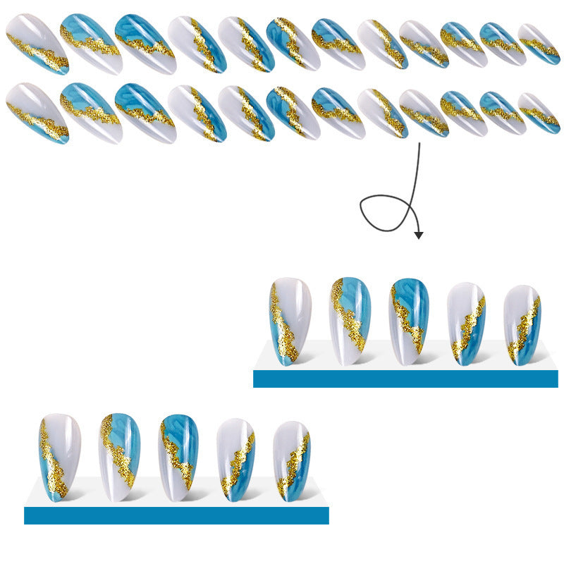 No.F511 Blue Fingernails Patch 24pcs/Set
