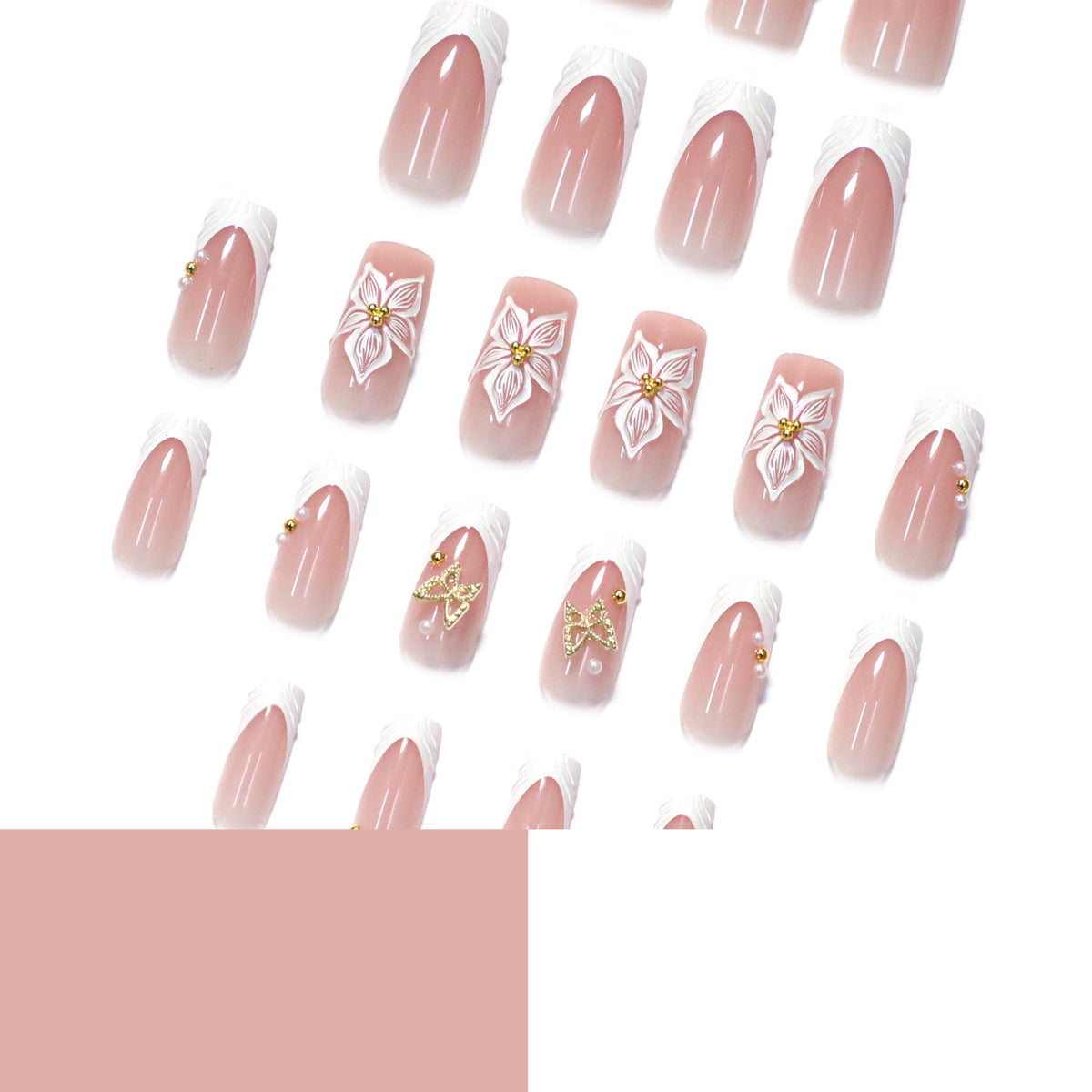 No.F619 Flower Fingernails Patch 24pcs/Set