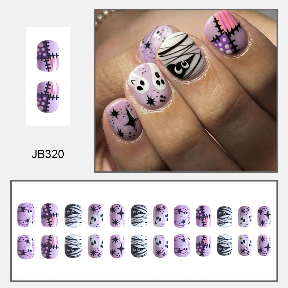 No.AW2 Halloween Mummy Ghost Fingernails Patch 24pcs/Set