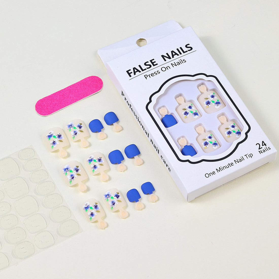 No.318 Frosted Haze Blue Toenails Patch 24pcs/Set