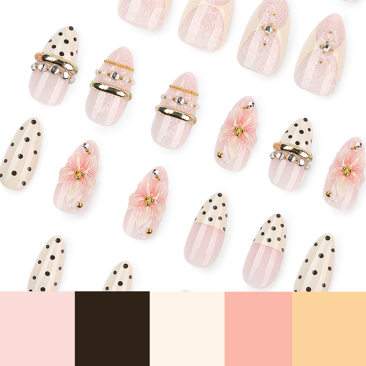 No.F805 Fashion Pink Fingernails Patch 24pcs/Set