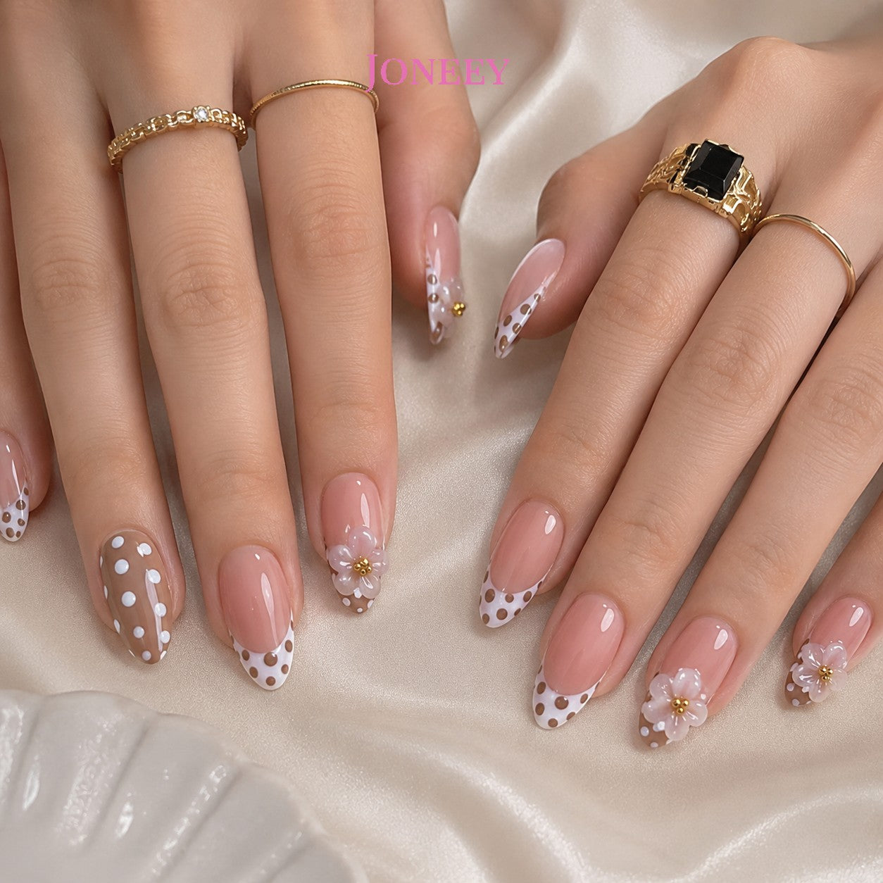 No.F746 White Polka Dots Fingernails Patch 24pcs/Set
