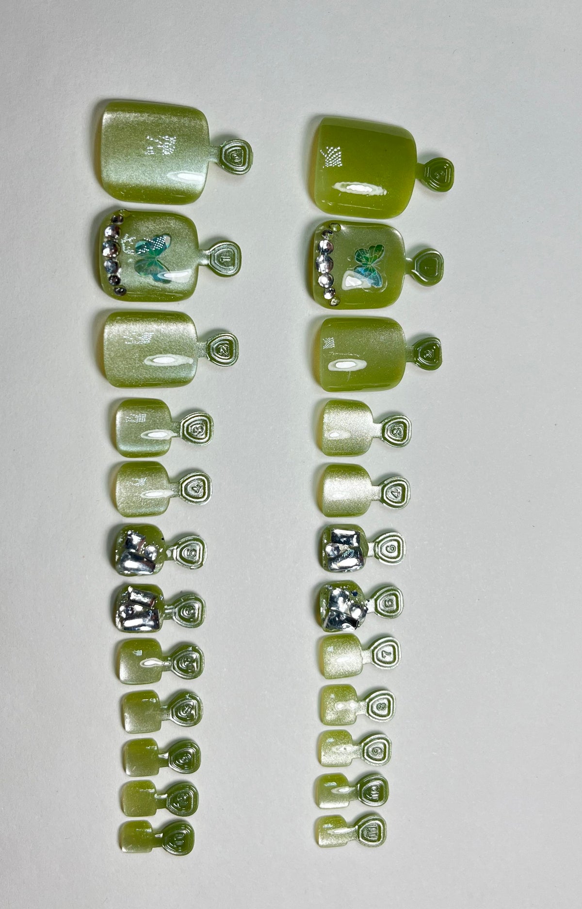 No.DT10 Green Butterfly Cat's Eye Toenails Patch 24pcs/Set