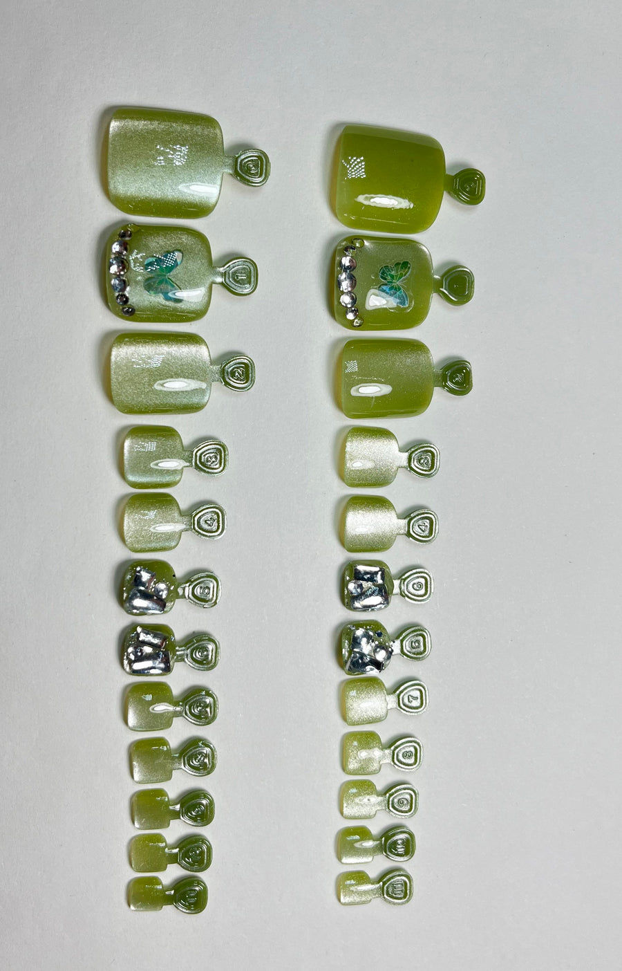 No.DT10 Green Butterfly Cat's Eye Toenails Patch 24pcs/Set