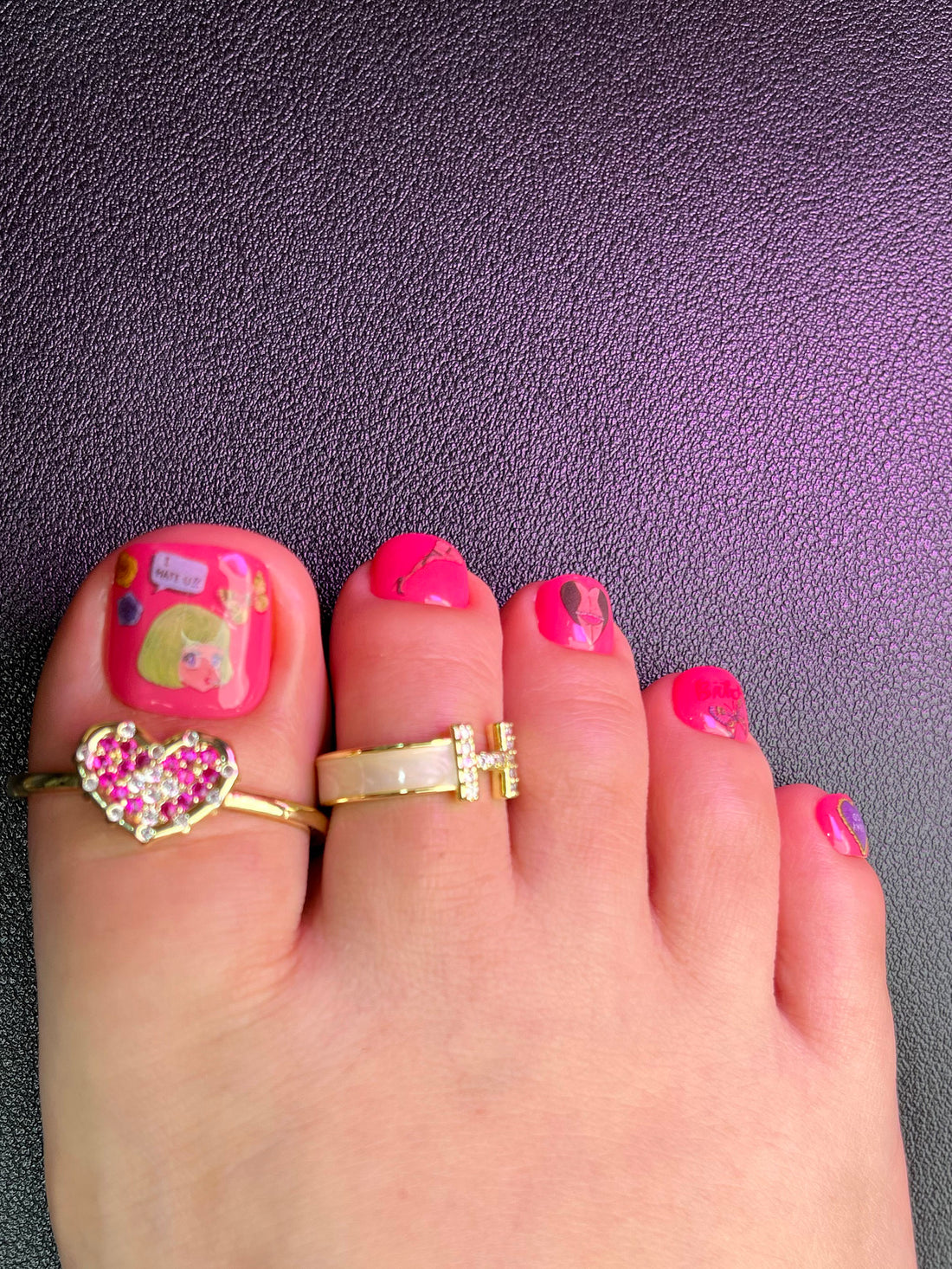 No.DT5 Cute Rose Red Toenails Patch 24pcs/Set