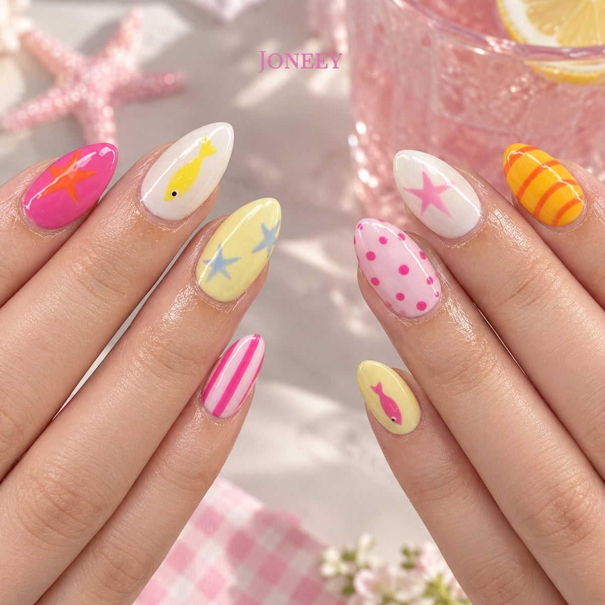 No.BH67 Beach Cute Fingernails Patch 24pcs/Set