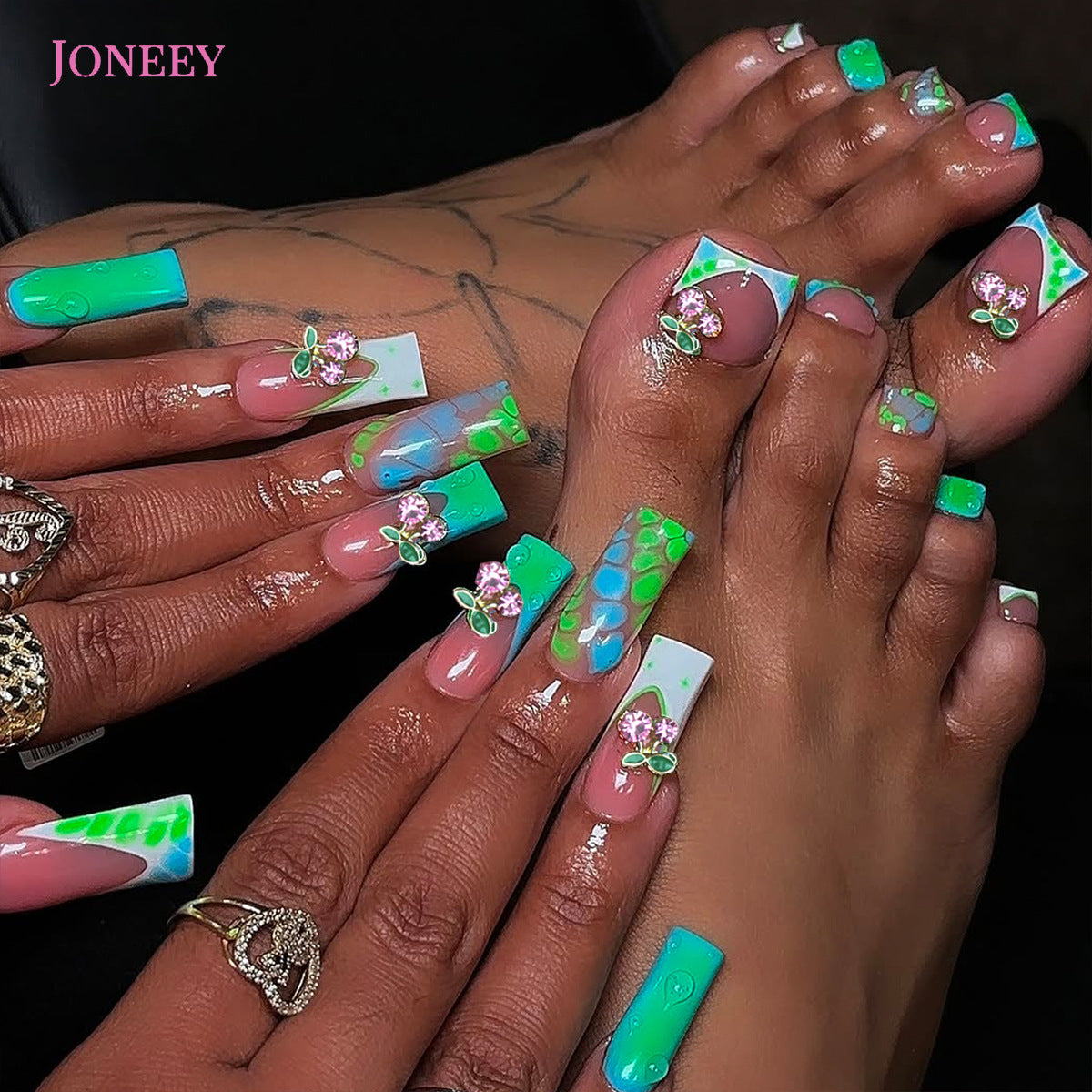 No.PSN126 Green Cherry Hand & Toe Pair Set-48pcs