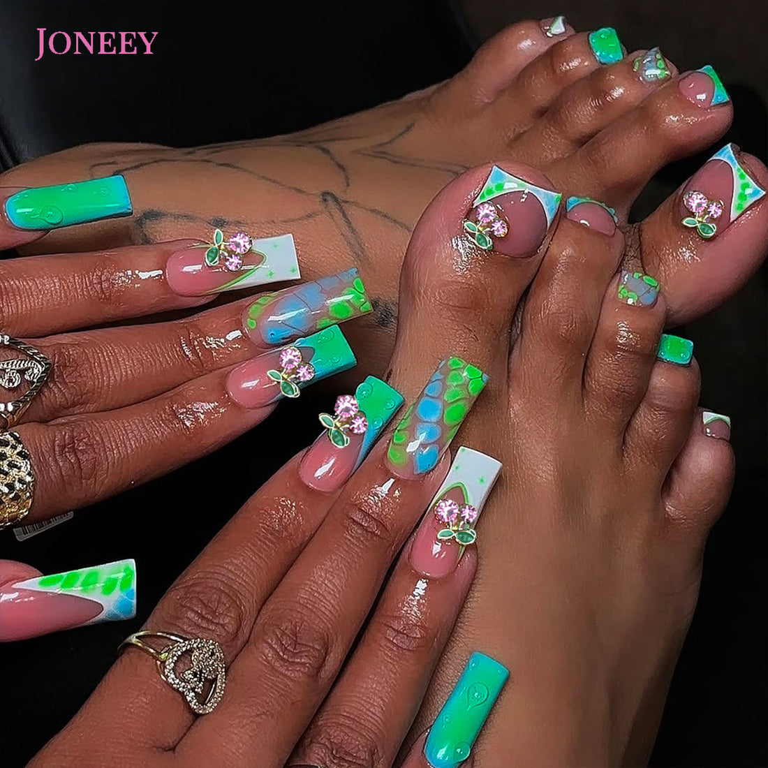 No.PSN126 Green Cherry Hand & Toe Pair Set-48pcs