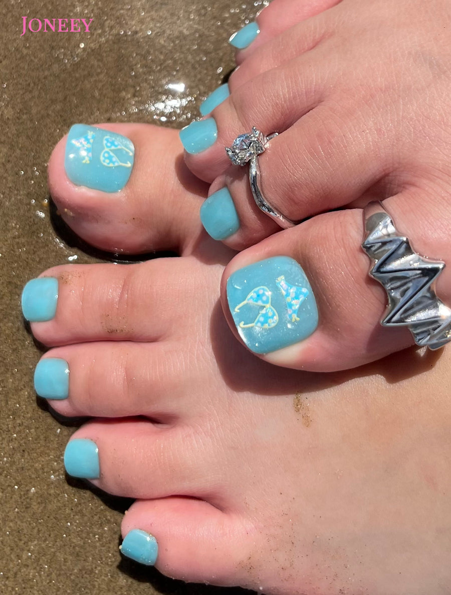 No.DT13 Sky Blue Cat's Eyes Toenails Patch 24pcs/Set