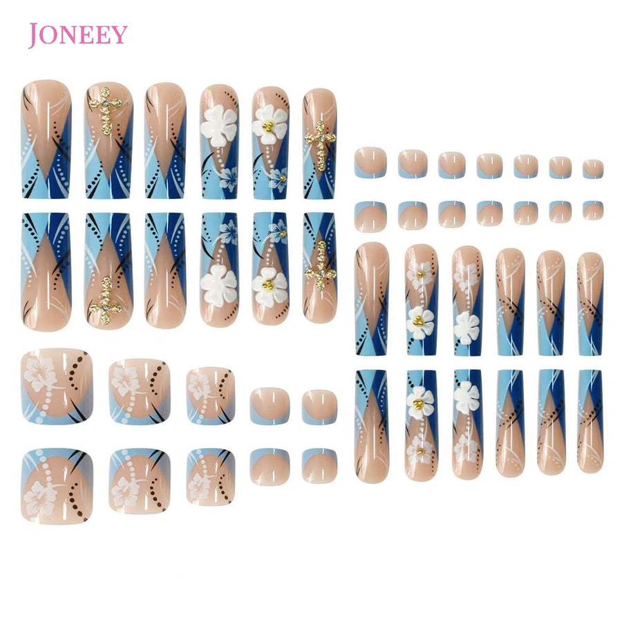 No.PSN130 White Flowers Hand & Toe Pair Set-48pcs