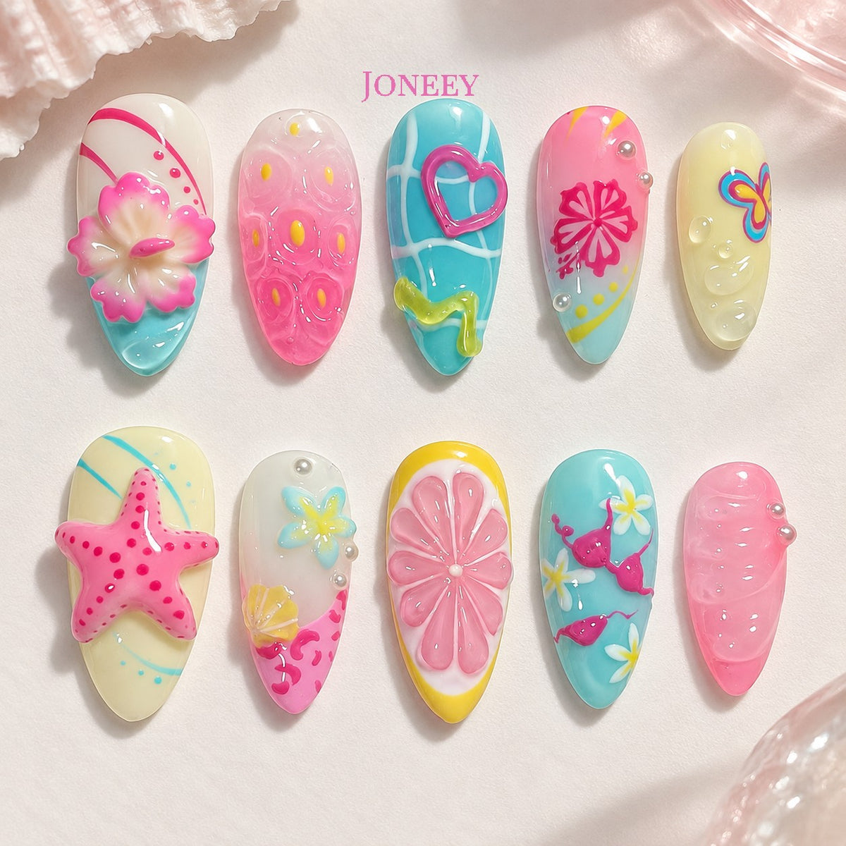 No.BH18 Beach Fingernails Patch 24pcs/Set