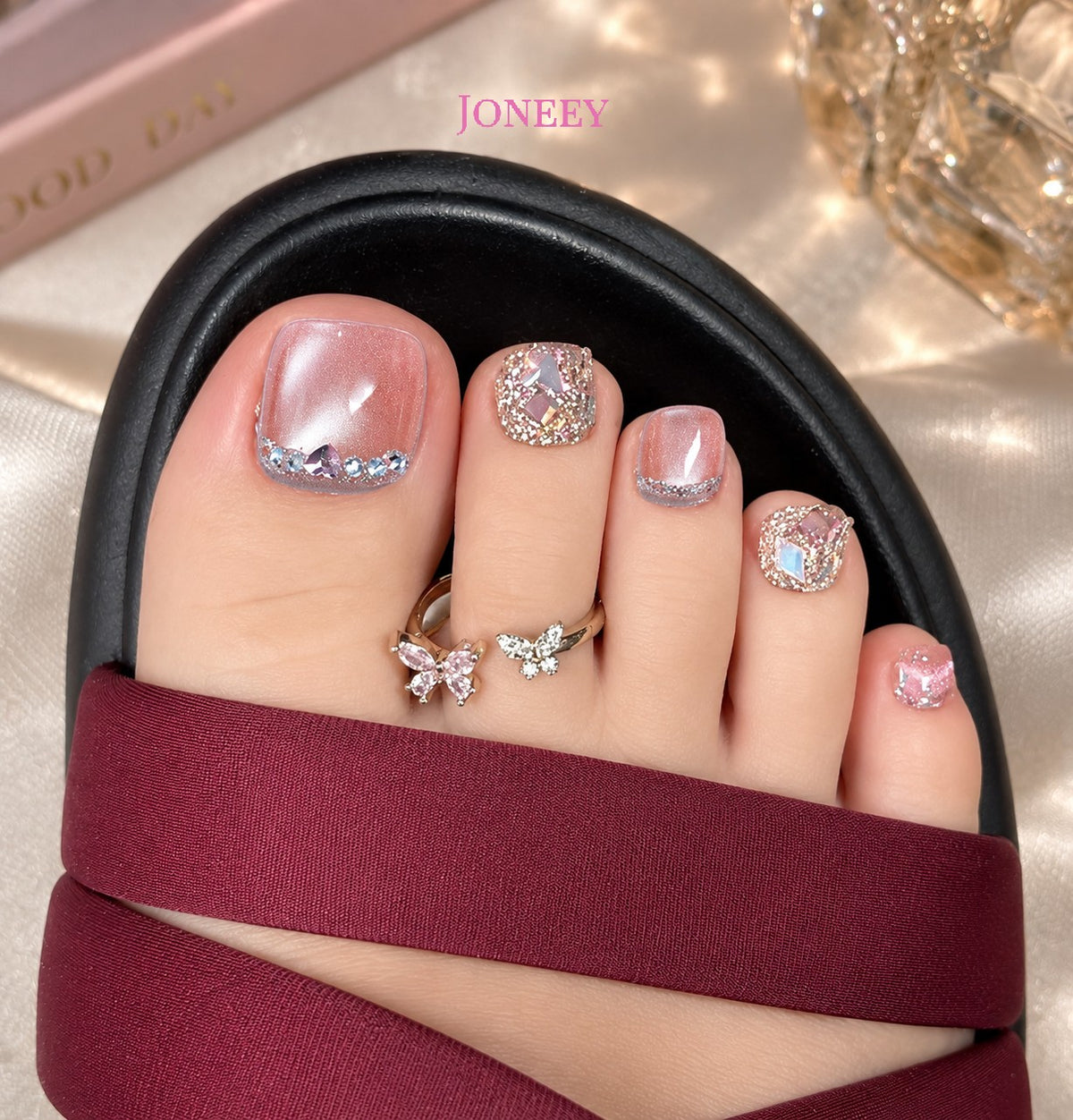 No.798 Pink Cat's Eye Toenails Patch 32pcs/Set