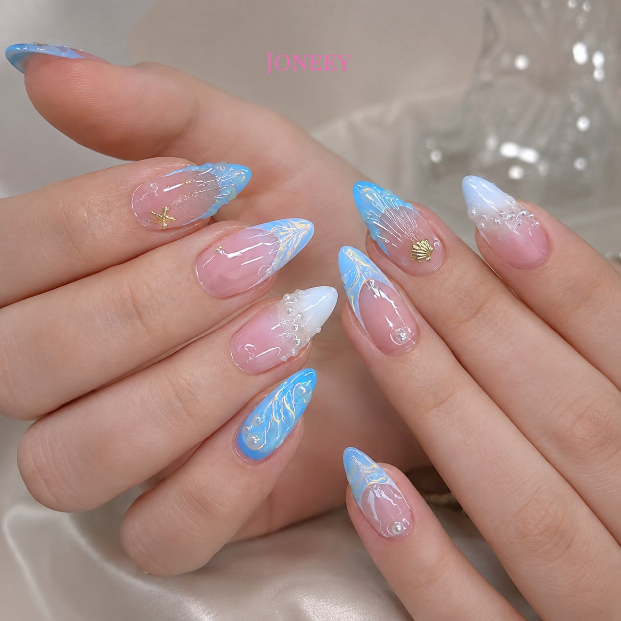 No.F727 Blue Fingernails Patch 24pcs/Set