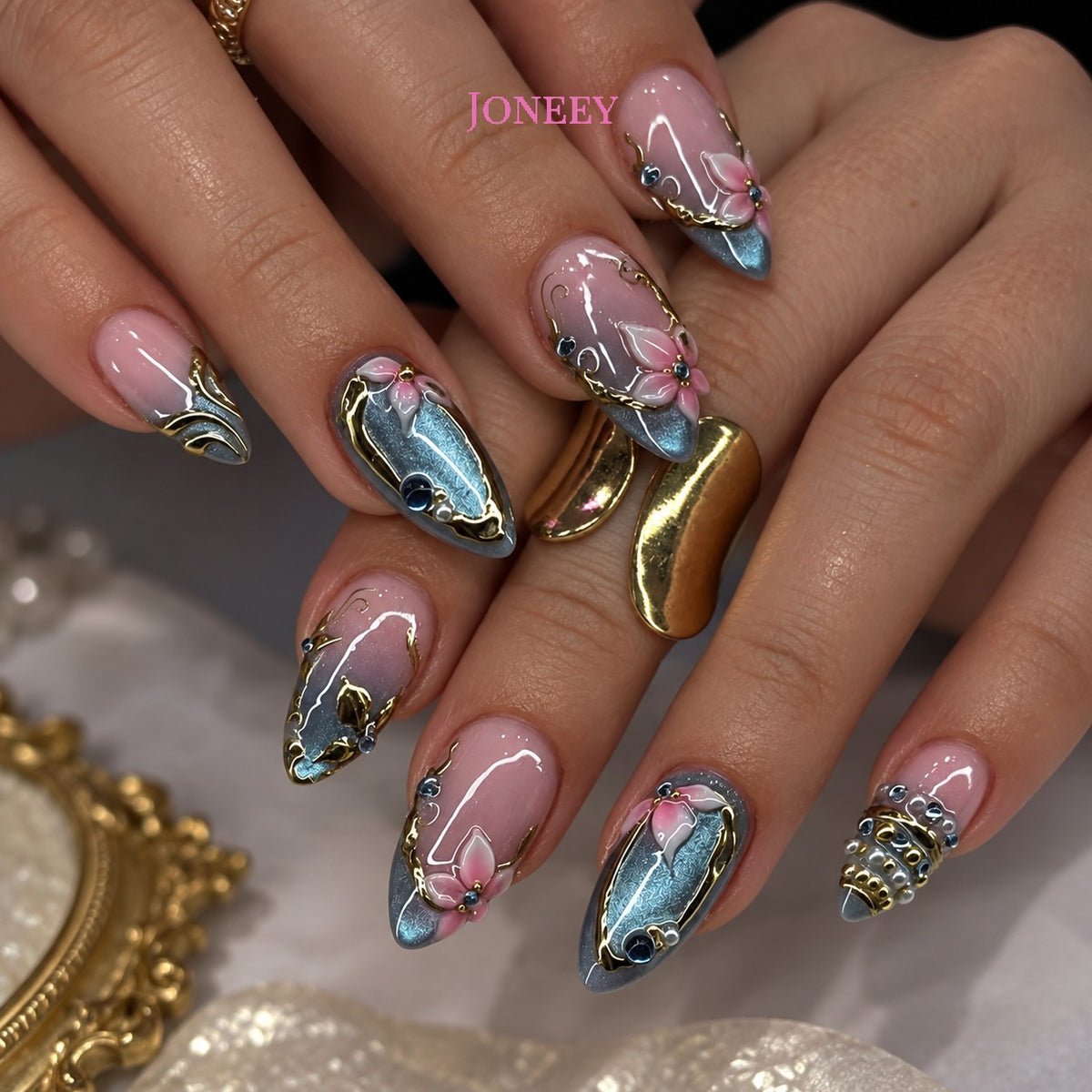 No.F719 Flower Fingernails Patch 24pcs/Set