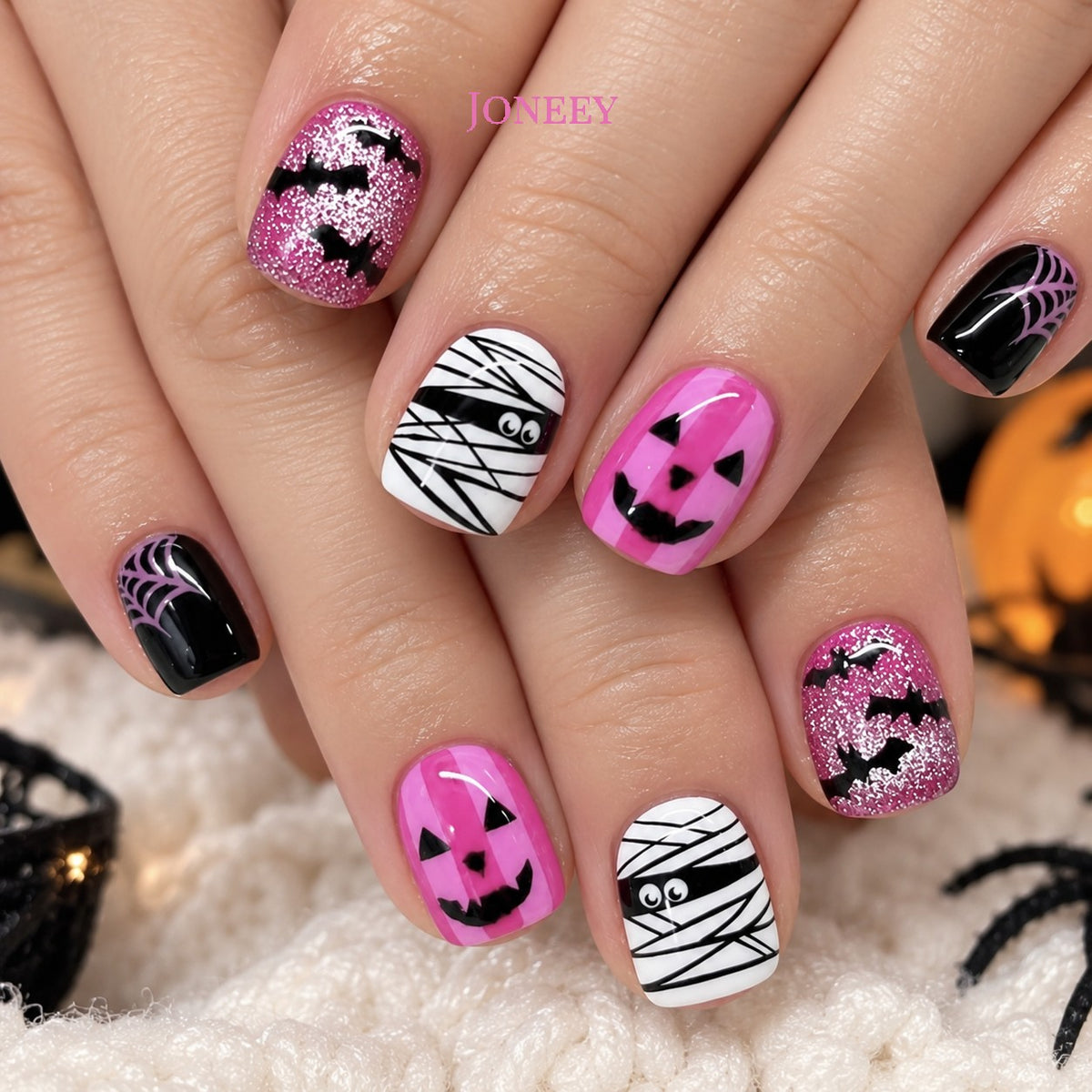 No.AW1 Halloween Bat Fingernails Patch 24pcs/Set