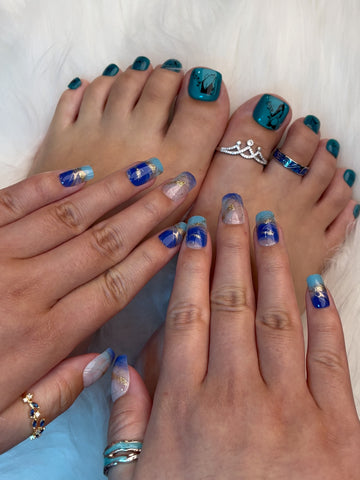 No.PSN61 Sexy Blue Cat's Eye Hand & Toe Pair Set-48pcs