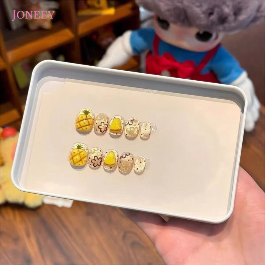 No.FP40 Pineapple Cat's Eye Hand Made Fingernails 10pcs