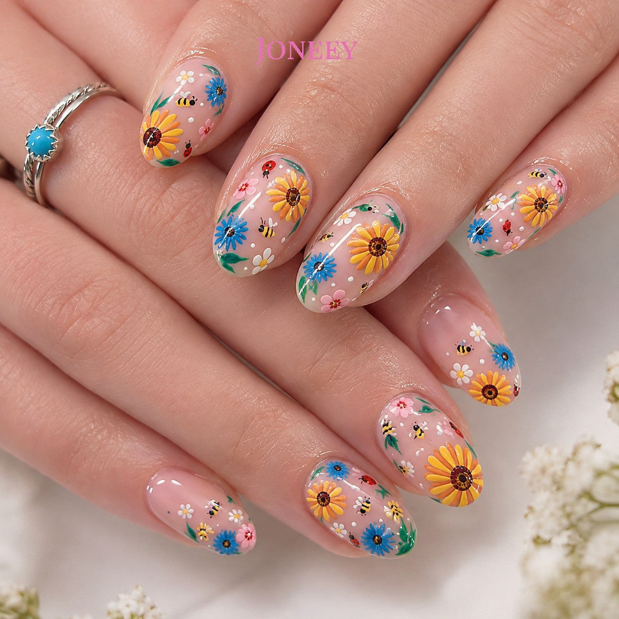 No.F771 Daisy Fingernails Patch 24pcs/Set