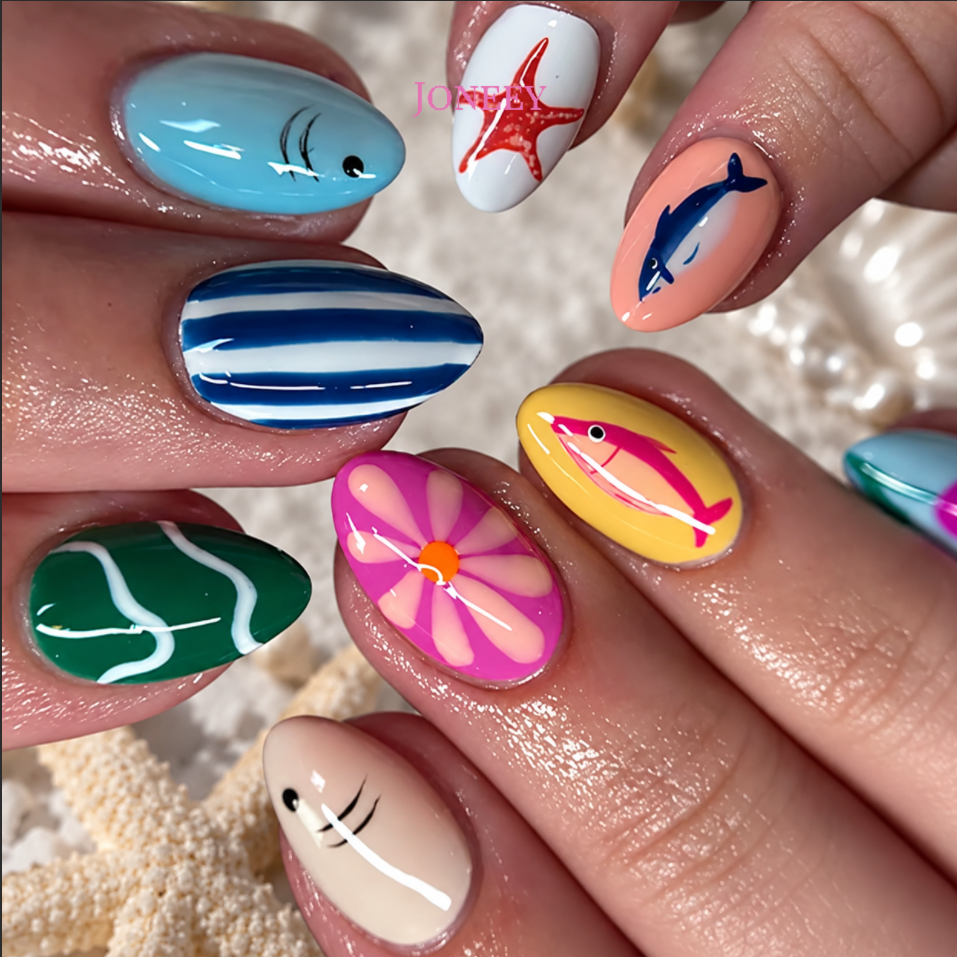 No.BH68 Flower Starfish Fingernails Patch 24pcs/Set