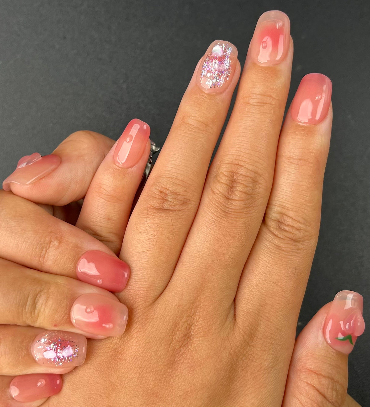 No.FP31 Cute Peach Hand Made Fingernails 10pcs