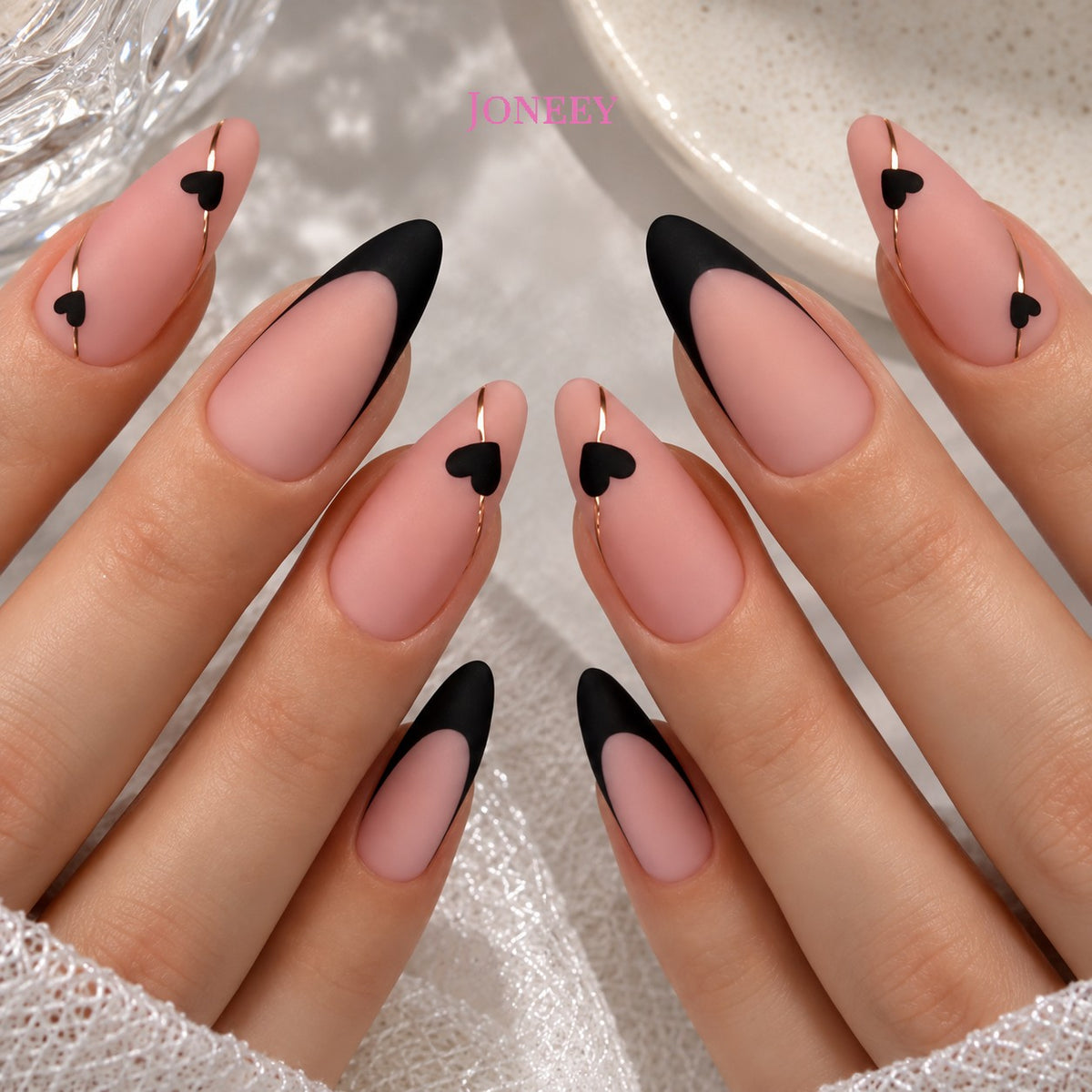 No.VN24 Frosted Heart Fingernails Patch 24pcs/Set