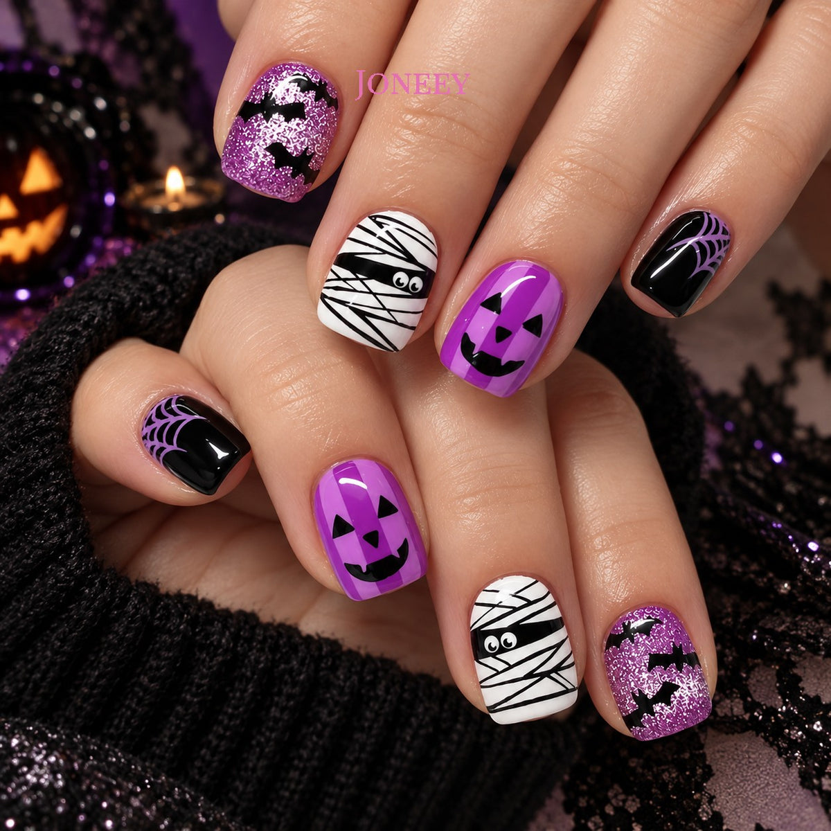 No.AW121 Halloween Ghost Face Fingernails Patch 24pcs/Set