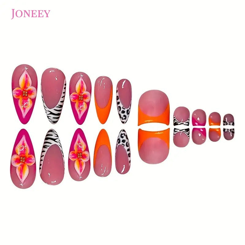 No.PSN125 Zebra Print Hand & Toe Pair Set-48pcs