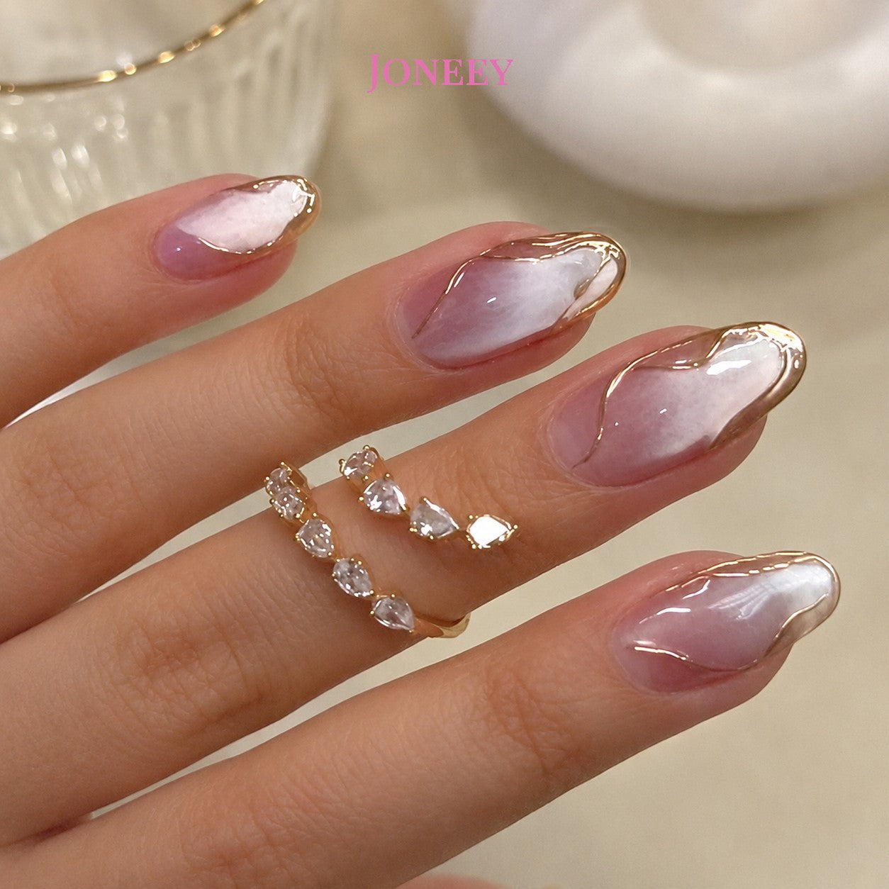 No.F568 Lcy Waves Cat's Eye Fingernails Patch 24pcs/Set
