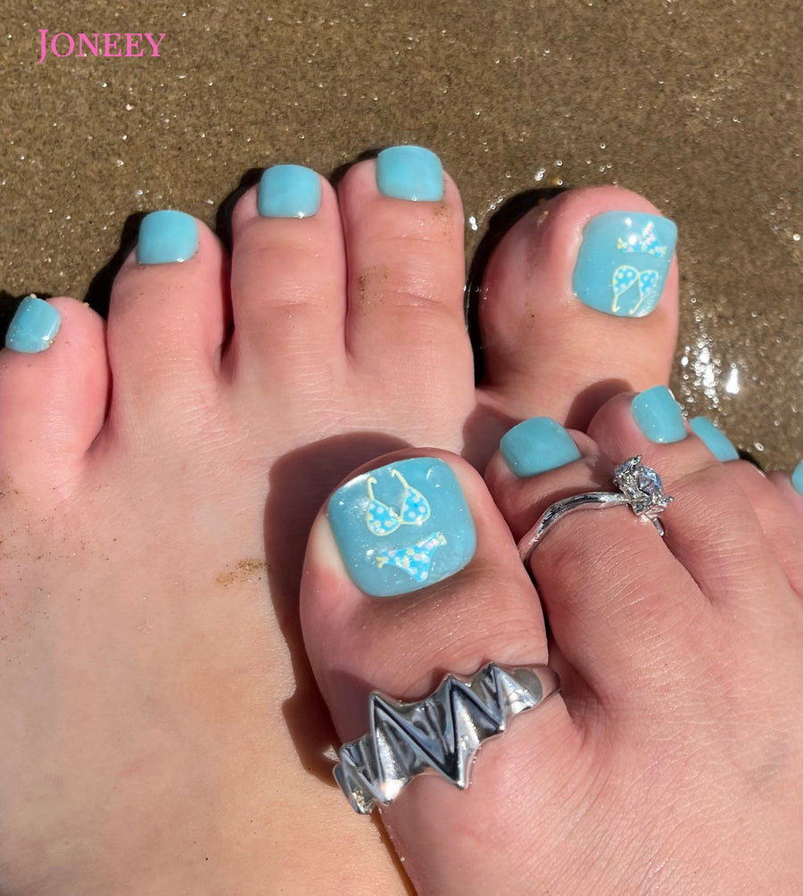 No.DT13 Sky Blue Cat's Eyes Toenails Patch 24pcs/Set