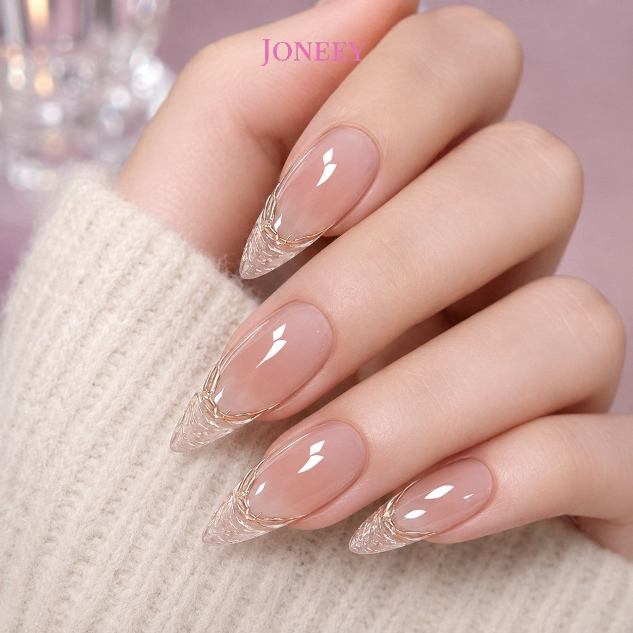 No.F97 Irregular Pearl Gold Edge Fingernails Patch 24pcs/Set