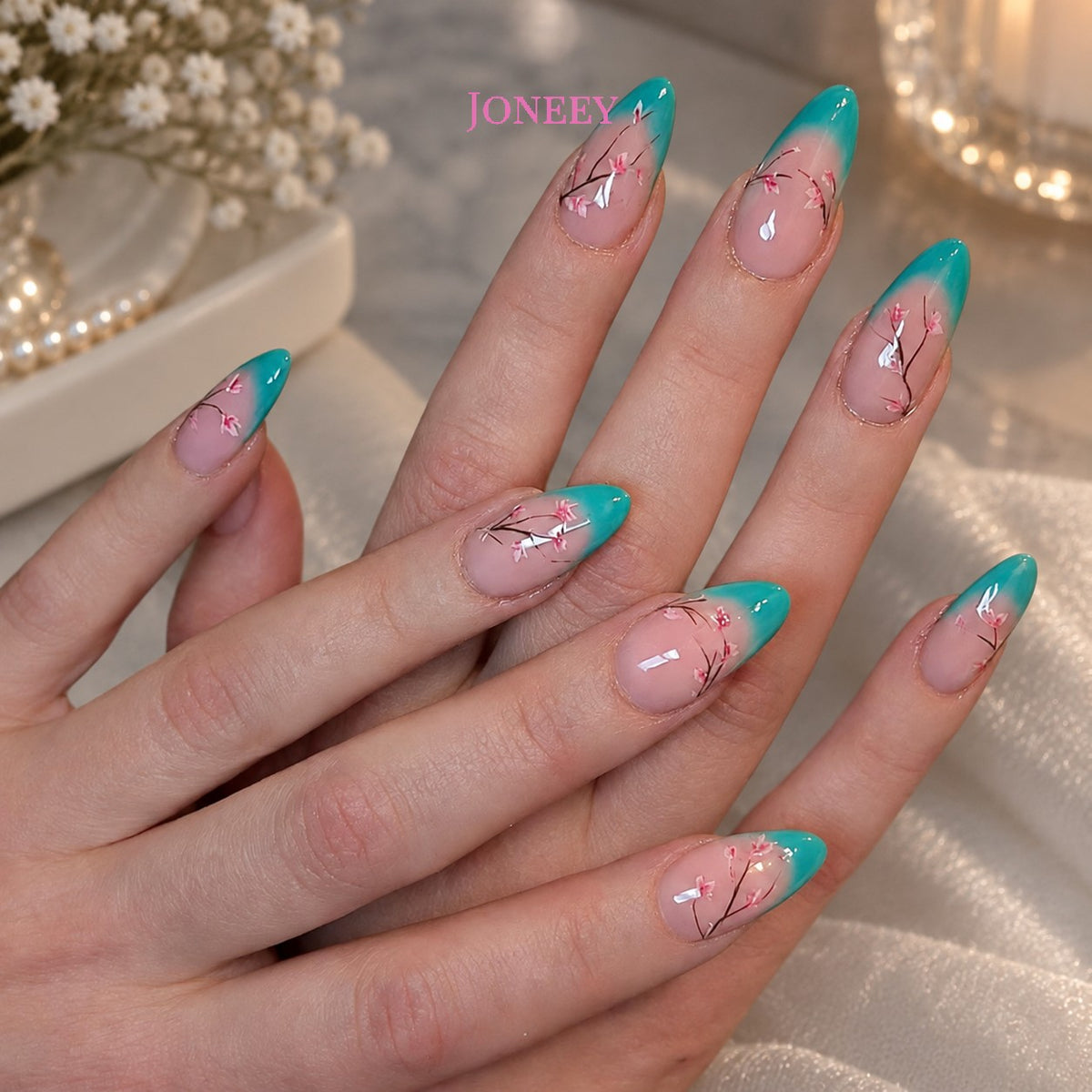 No.F825 Tiffany Blue Fingernails Patch 30pcs/Set