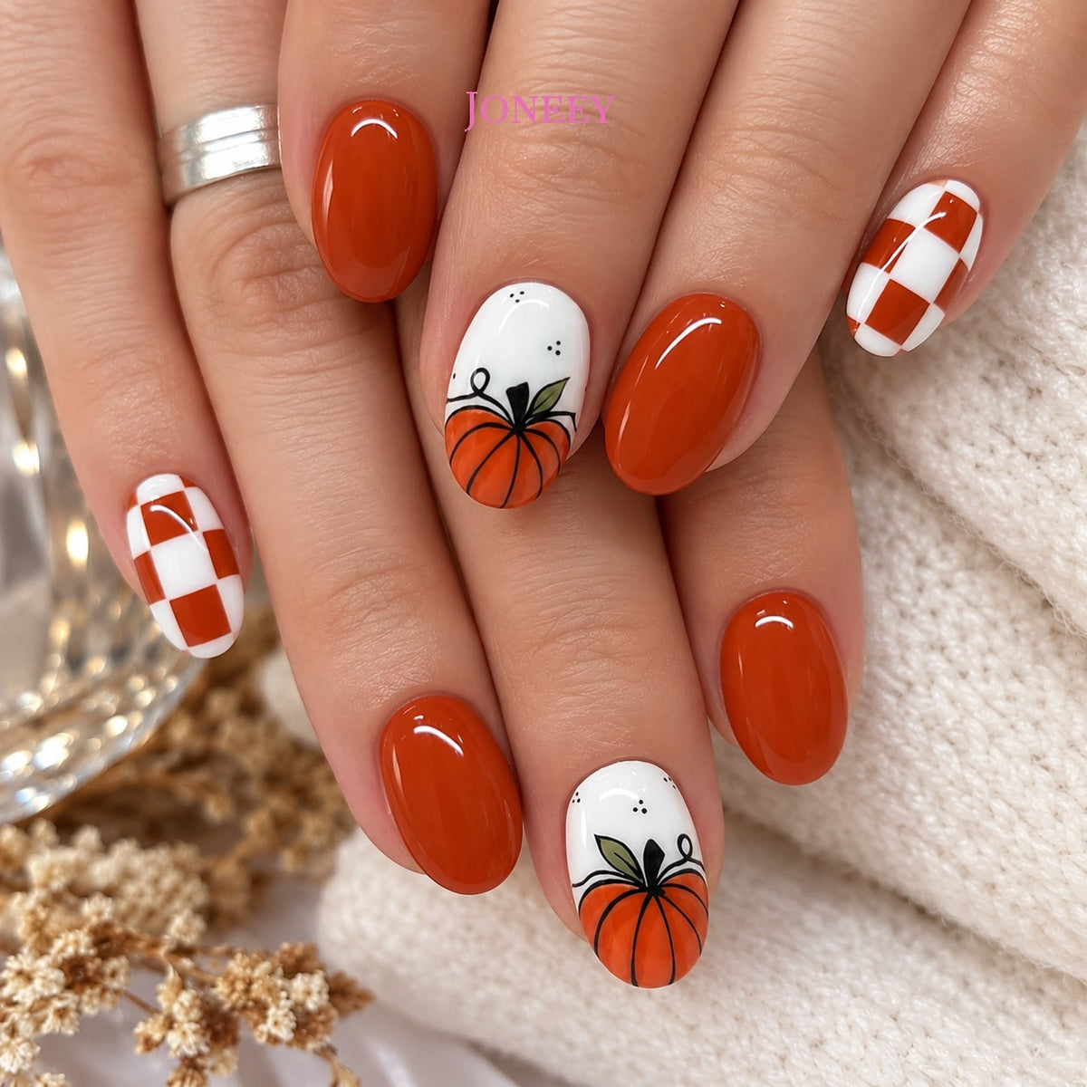 No.AW74 Halloween Orange Fingernails Patch 24pcs/Set